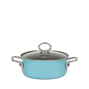 Riess – Pan laag met glazen deksel – kristalblauw – 16 cm – 1,0 ltr