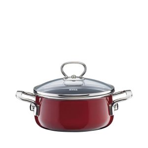 Riess – Pan laag met glazen deksel – rosso – 24 cm – 4,0 ltr