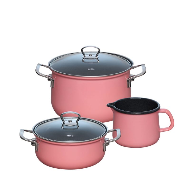 Riess – Pannenset – 3-delig – roze - Afbeelding 2