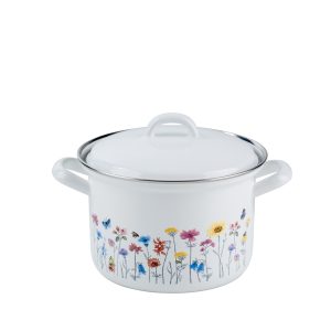 Riess emaille hoge pan Flora 14 cm