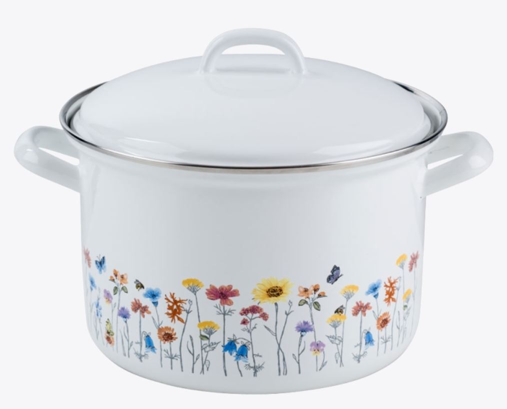 Riess emaille hoge pan Flora 22 cm