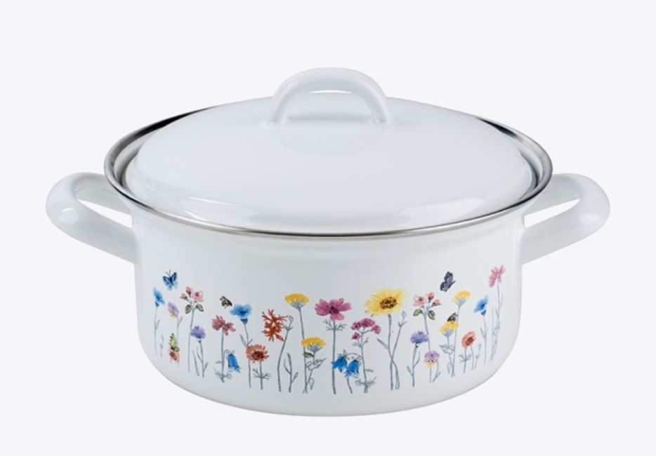 Riess emaille lage pan Flora 16 cm