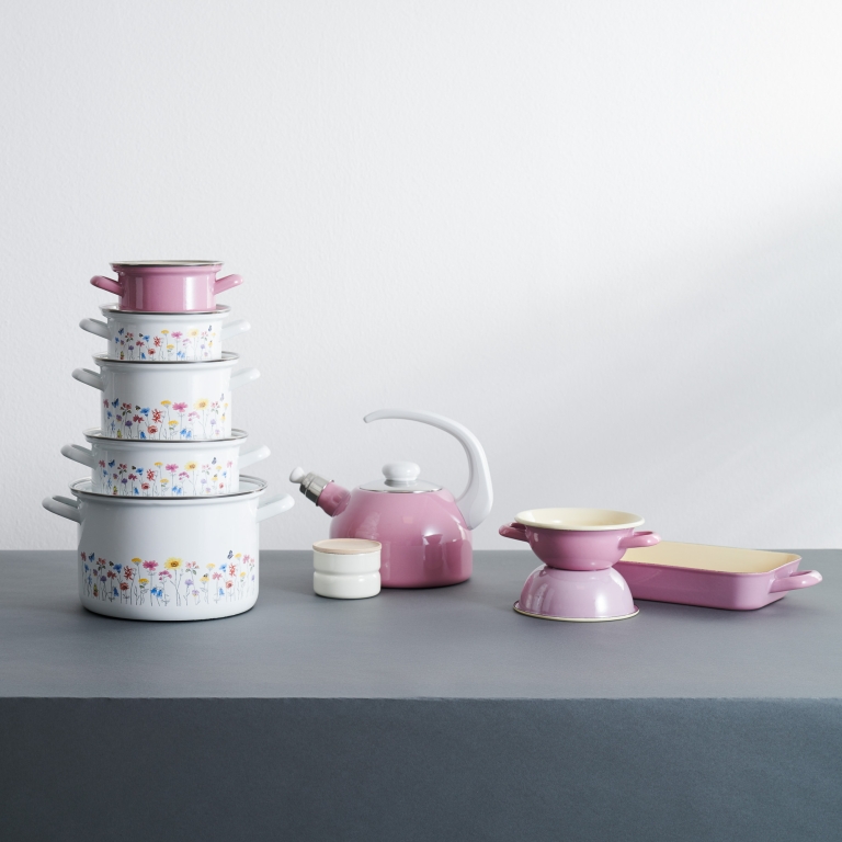 Riess emaille hoge pan Flora 22 cm - Afbeelding 4