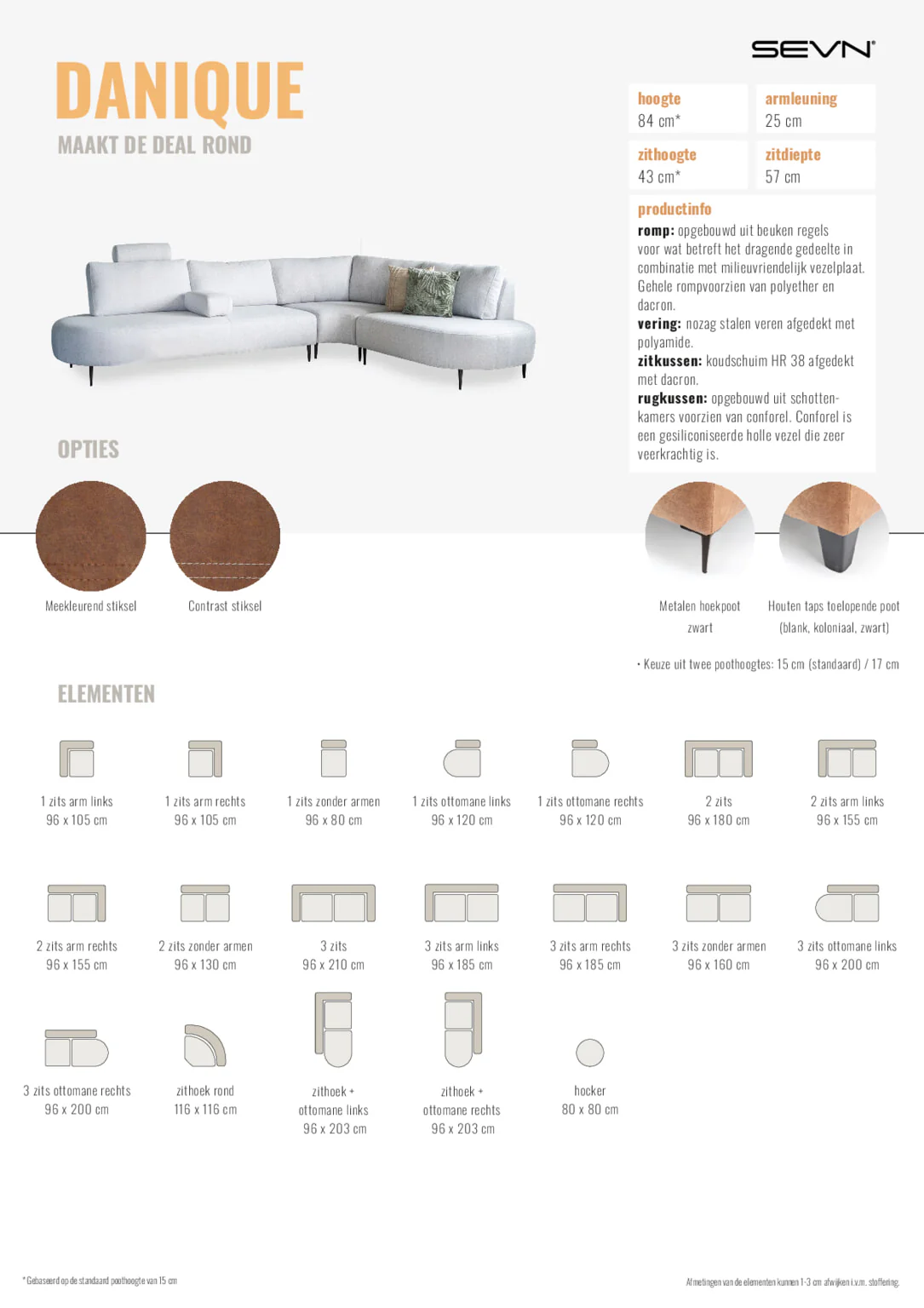 SEVN Hoekbank Danique kleur Lichtgrijs - Afbeelding 7