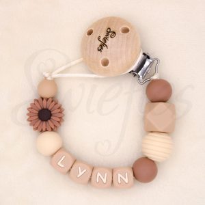 Speenkoord met naam | Bloem | Bruin | Lynn