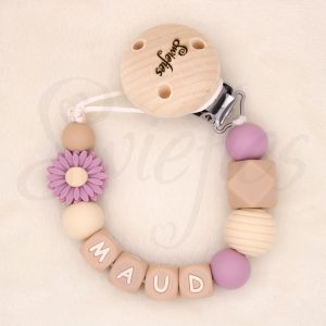 Speenkoord met naam | Bloem | Oudroze | Maud