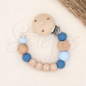 SPEENKOORD met naam | Finn | Niagara, Poederblauw, Hout