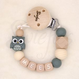 Speenkoord met naam | Uil | Mees | Groen