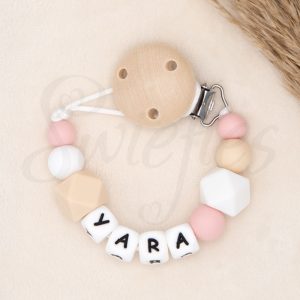 SPEENKOORD met naam | Yara | Zachtroze, Crème, Wit
