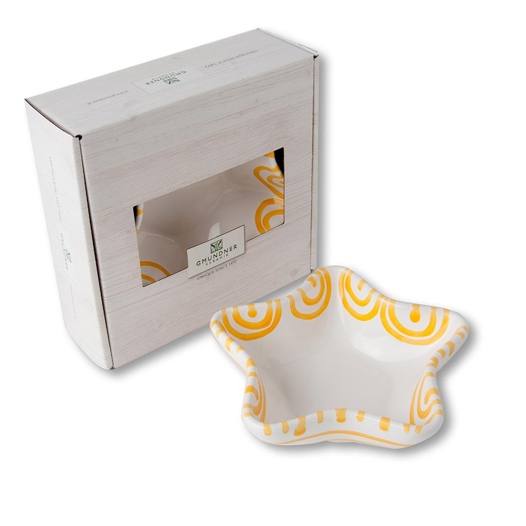 Schaaltje ster – Gevlamd geel – 14 cm – cadeauverpakking - Afbeelding 2