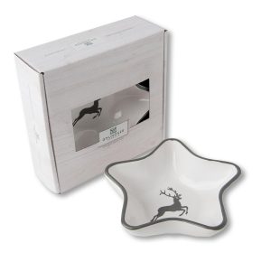 Schaaltje ster – Hert grijs – 14 cm – cadeauverpakking