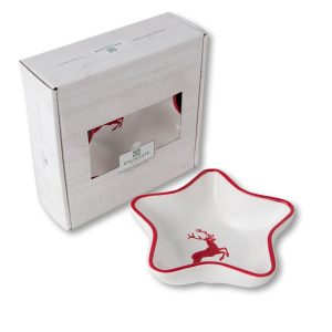 Schaaltje ster – Hert robijnrood – 14 cm – cadeauverpakking
