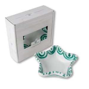 Schaaltje ster – Gevlamd groen – 14 cm – cadeauverpakking