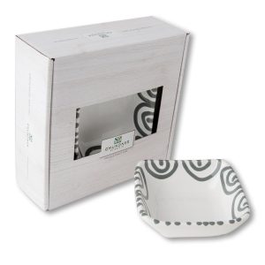 Schaaltje vierkant – Gevlamd grijs – 9 x 9 cm