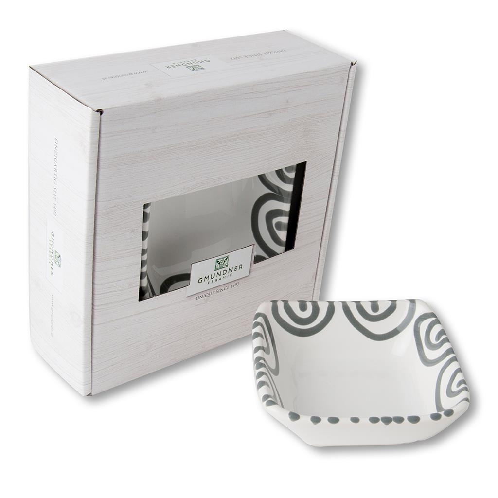 Schaaltje vierkant – Gevlamd grijs – 9 x 9 cm