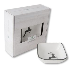 Schaaltje vierkant – Hert grijs – 9 x 9 cm