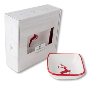 Schaaltje vierkant – Hert robijnrood – 9 x 9 cm