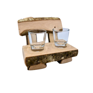 Schnapsbankje met 2 schnapsglazen