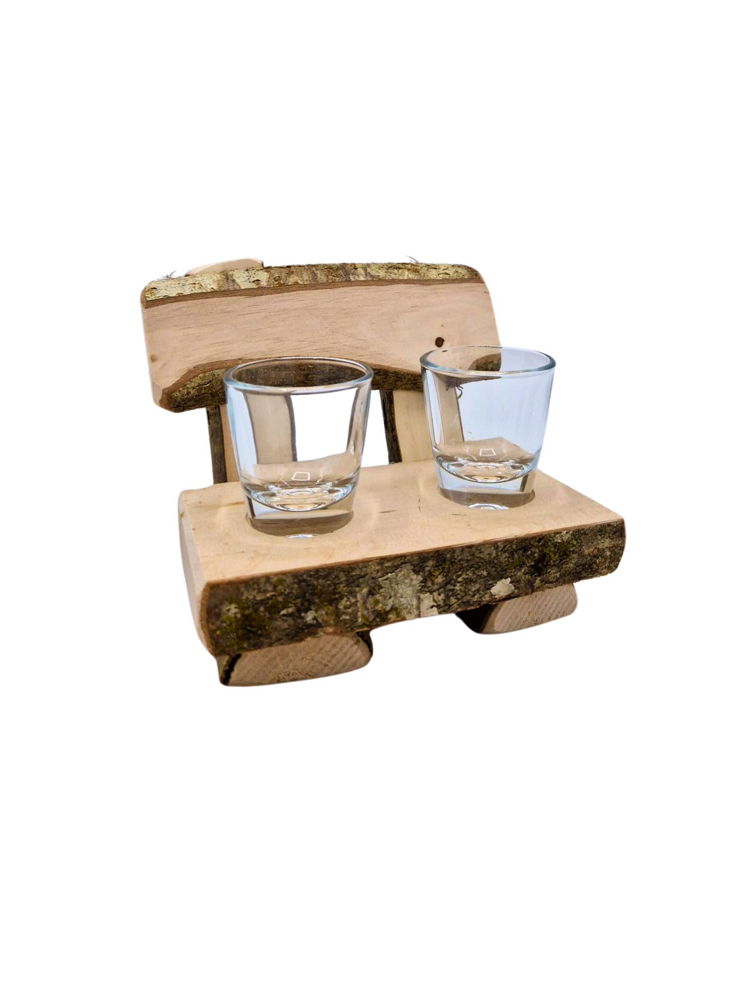 Schnapsbankje met 2 schnapsglazen