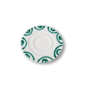 Schoteltje voor cappuccinokopje – Gevlamd groen – 14 cm