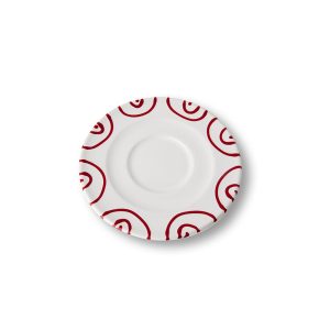 Schoteltje voor cappuccinokopje – Gevlamd rood – 14 cm