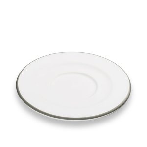 Schoteltje voor cappuccinokopje – Rand grijs – 14 cm