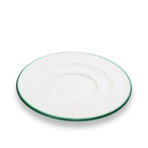 Schoteltje voor cappuccinokopje – Rand groen – 14 cm