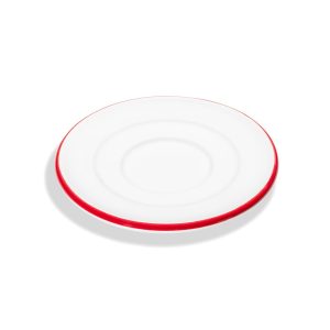 Schoteltje voor espressokopje – Rand robijnrood – 11 cm