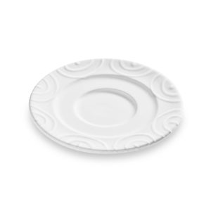 Schoteltje voor koffiekopje – Gevlamd wit – 16 cm