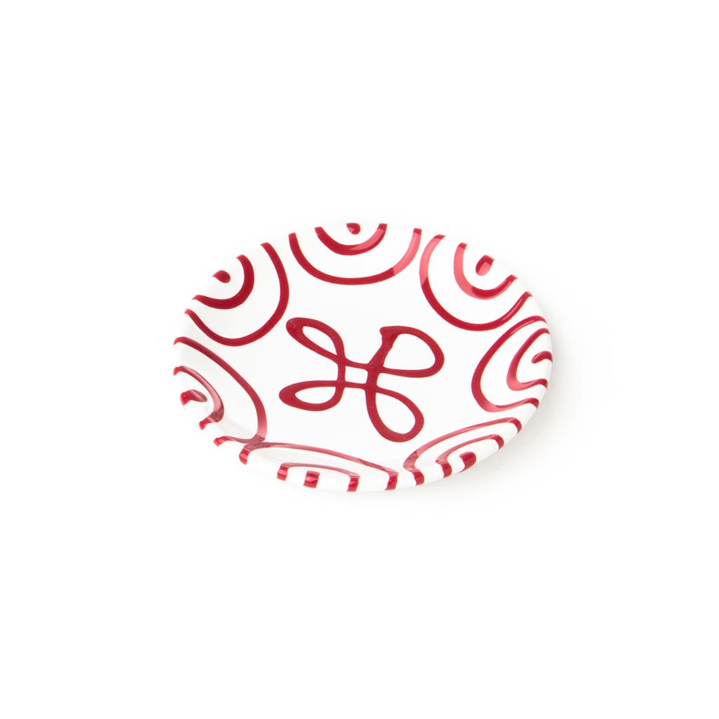 Schoteltje voor koffiekopje – Gevlamd rood – 15 cm