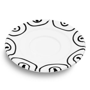 Schoteltje voor koffiekopje – Gevlamd zwart – 16 cm