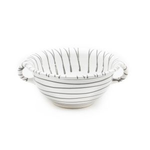 Serveerschaal met oren – Gevlamd grijs – 25 cm