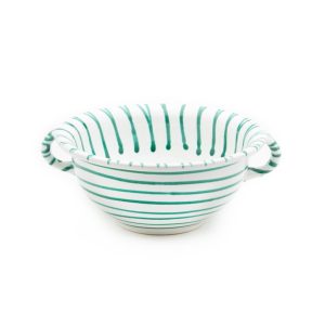 Serveerschaal met oren – Gevlamd groen – 17 cm