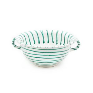 Serveerschaal met oren – Gevlamd groen – 25 cm