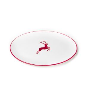 Serveerschaal ovaal – Hert bordeauxrood – 33 x 26 cm