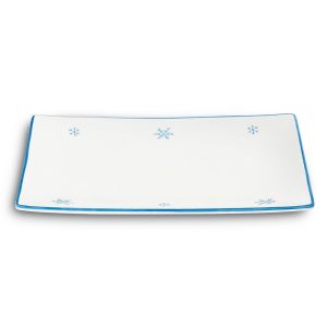 Serveerschaal rechthoek – Sneeuwkristal blauw – 30 x 20 cm