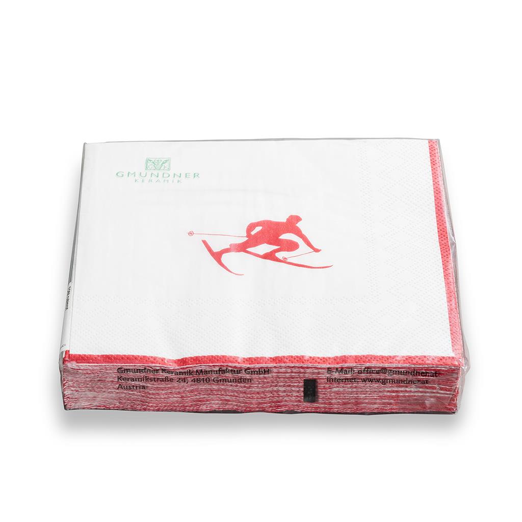 Servetten – Toni der Skifahrer robijnrood – 33×33 cm - Afbeelding 2