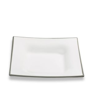 Soepbord vierkant – Rand grijs – 20 x 20 cm