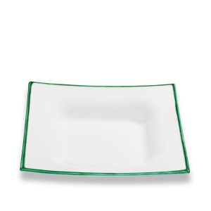 Soepbord vierkant – Rand groen – 20 x 20 cm