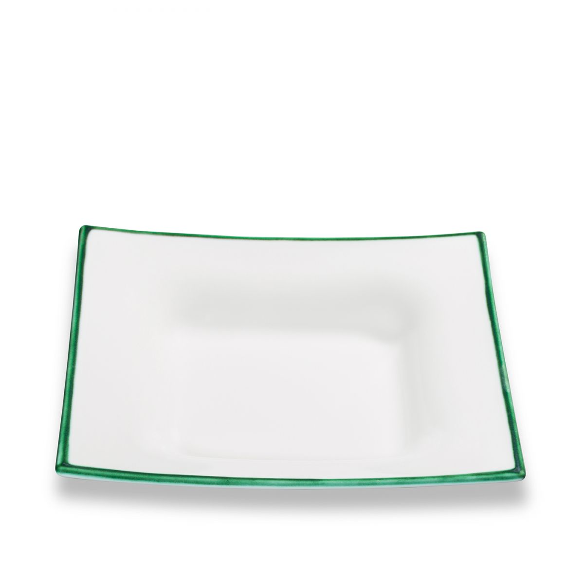 Soepbord vierkant – Rand groen – 20 x 20 cm
