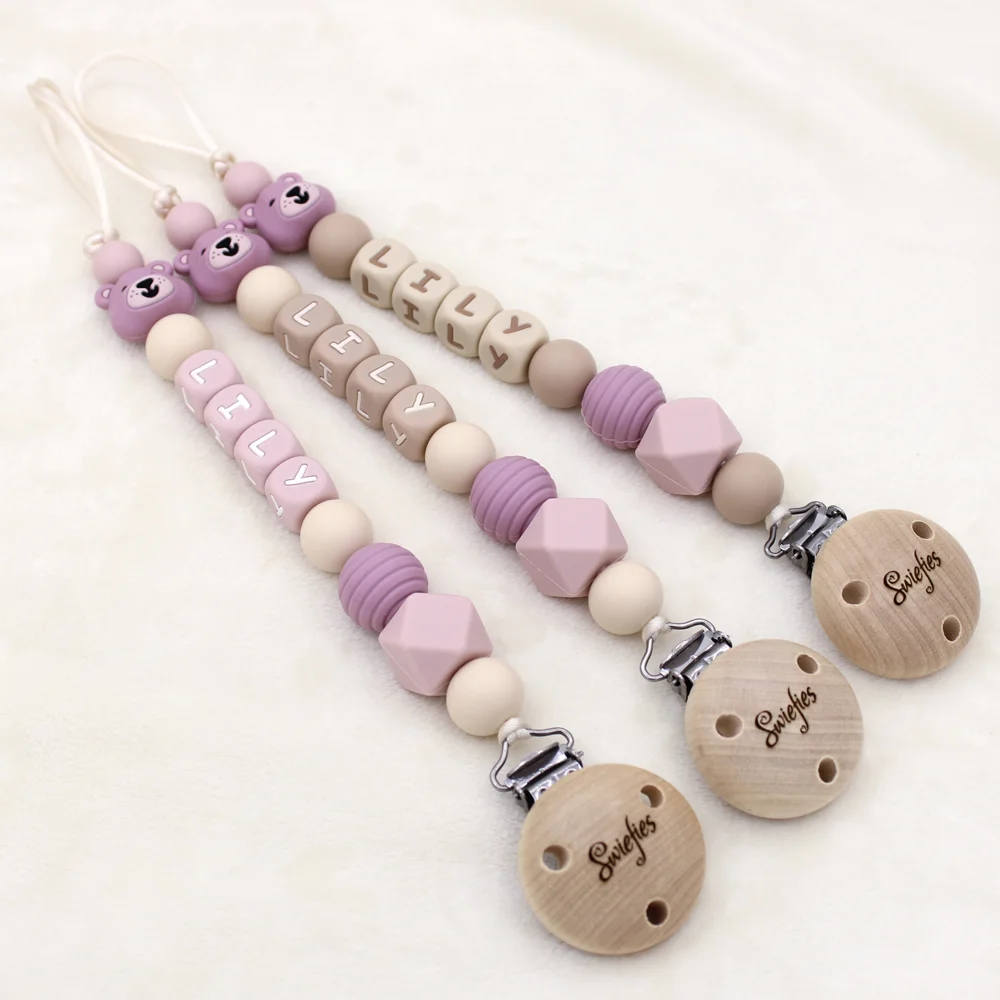 Speenkoord met naam | Beer | Lily | Roze - Afbeelding 5