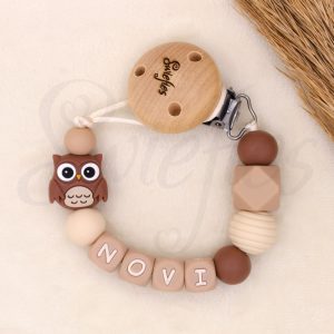 Speenkoord met naam | Uil | Novi | Bruin