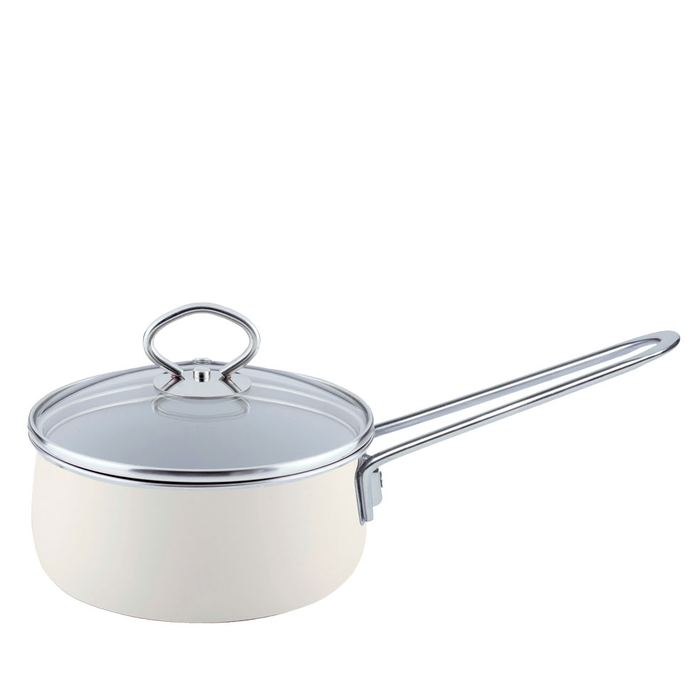 Riess – Steelpan met glazen deksel – ivoor – 16 cm – 1,0 ltr - Afbeelding 2