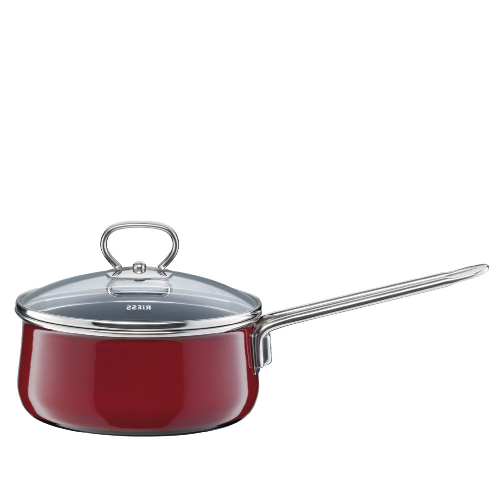 Riess – Steelpan met glazen deksel – rosso – 16 cm – 1,0 ltr - Afbeelding 2