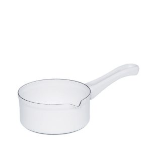 Riess – Steelpan met schenktuit – wit – 14 cm – 0,75 ltr