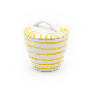 Suikerpot recht – Gevlamd geel – 9 cm
