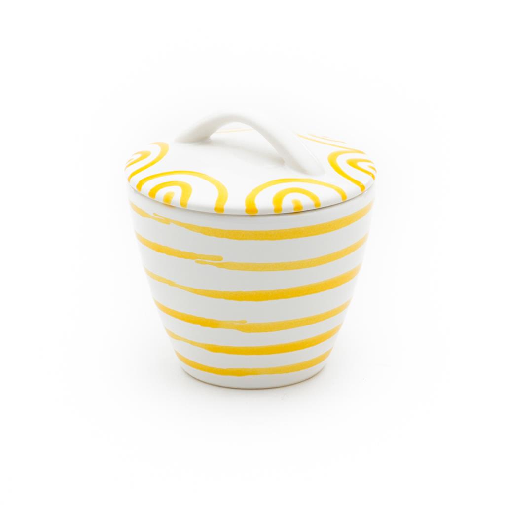 Suikerpot recht – Gevlamd geel – 9 cm