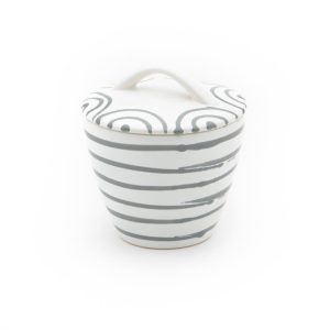 Suikerpot recht – Gevlamd grijs – 9 cm