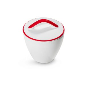 Suikerpot recht – Rand robijnrood – 9 cm