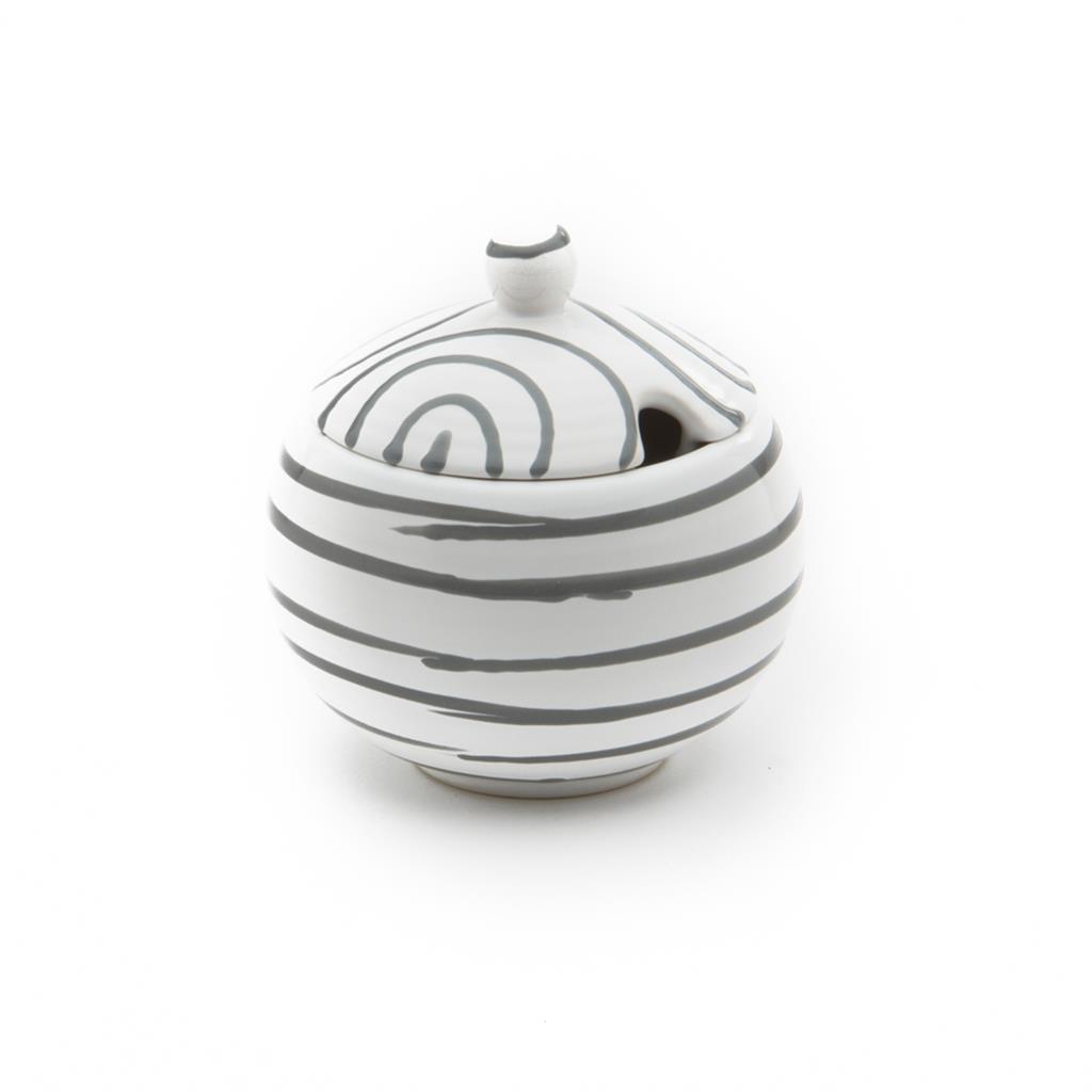 Suikerpot bol – Gevlamd grijs – 10 cm - Afbeelding 2